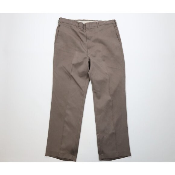Vintage 70s Streetwear Mens 36x29 Distressed Knit Wide Leg Chino Pants Beige USA